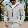 thumbnail image 2 of Dwelliawo Men Tactical Hoodies Tactical Hoodies Zip Up Cargo Pullover Winter Big and Tall Workout Sweatshirt with Pocket Light Gray L, 2 of 8