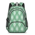 thumbnail image 2 of Green and White Checkered Pattern Backpack for School, Cute School Bag with Adjustable Shoulder Straps and Padded Back, 16.9"x12.6"x5.9", 2 of 5