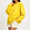 thumbnail image 3 of DISKEBUISS Women's Crew Neck Sweatshirt Long Sleeve Oversized Pullover Top for Fall Winter Casual Solid Shirt, 3 of 6