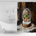 thumbnail image 4 of Christmas Shower Curtains for Bathroom Waterproof Fabric Bath Curtains Decor Bath Tub Curtain Rustic Snowy Farmhouse Cottage Brown Decorative Shower Curtain Sets with 12 Hooks, 72x72 Inch, 4 of 6