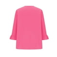 thumbnail image 4 of Tmtolofot Women's Plus Size Cotton Tops 3/4 Ruffle Sleeve Pleated Shirts Female Casual Loose Fit Neck Blouse Shirt Womens Fashion Dressy Stretch Tees,2_Hot Pink,5X-Large, 4 of 7