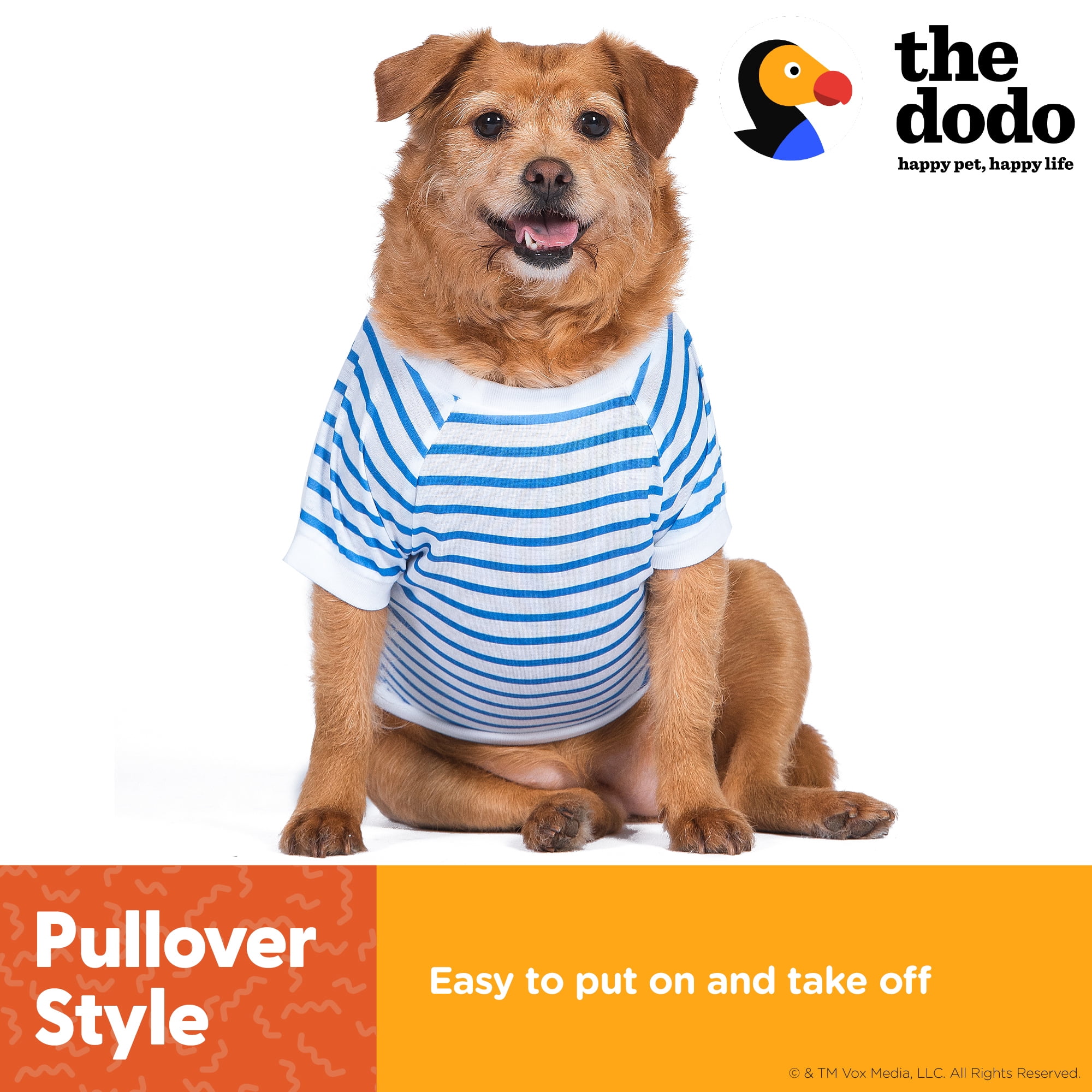 The Dodo Blue and White Striped T-Shirt for Dogs - Small
