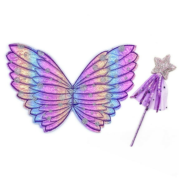 Girls Angel Wings Kit Angel Shaped Wing Fairy Wand Tutu Skirt Crown Necklace for Stage Performance