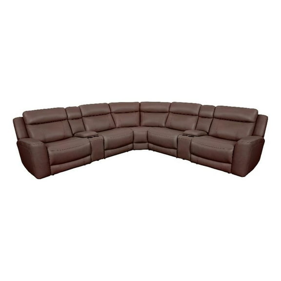 Pemberly Row Contemporary Leather 7 Piece Power Reclining Sectional