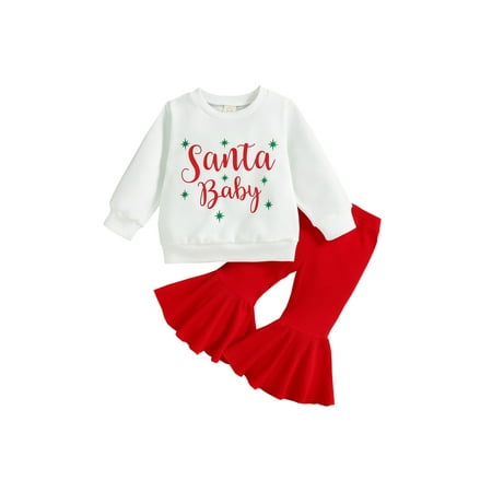 

2Pcs Toddler Baby Girls Clothes Outfits Letter Print Long Sleeve Sweatshirt Tops + Casual Flare Pants Sets