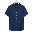 thumbnail image 6 of Vibrex Button Down Shirt for Women Short Sleeve Blouses Dressy Casual Business Work Summer Vacation Tops Women's Lapel Loose Tunic Blouse, 6 of 7