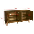 thumbnail image 2 of Noble House 60.5" Modern Farmhouse Fluted Sideboard Buffet Cabinet with Geometric Pattern, Adjustable Shelves, Walnut, 2 of 11