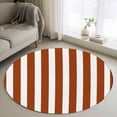 thumbnail image 2 of Burnt Orange Stripe Large Area Rugs for Bedroom Living Room, Soft Non Slip Carpet Bedside Rug, Farmhouse Striped Abstract Art Round Floor Cover Kitchen Accent Rug 3.3' for Dining Room/Office, 2 of 9