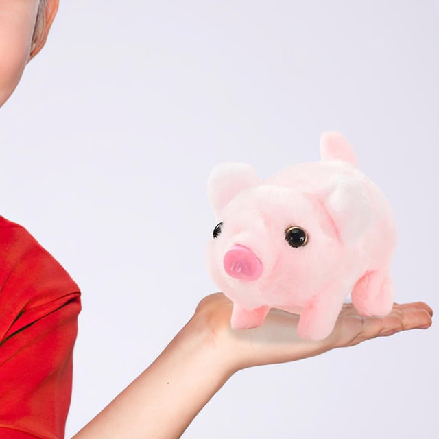 Cerdo de peluche electrónico que puede caminar, hacer sonido, Animal relleno suave, boca móvil vívida, lechón interactivo, juguete para mascotas para Rosa