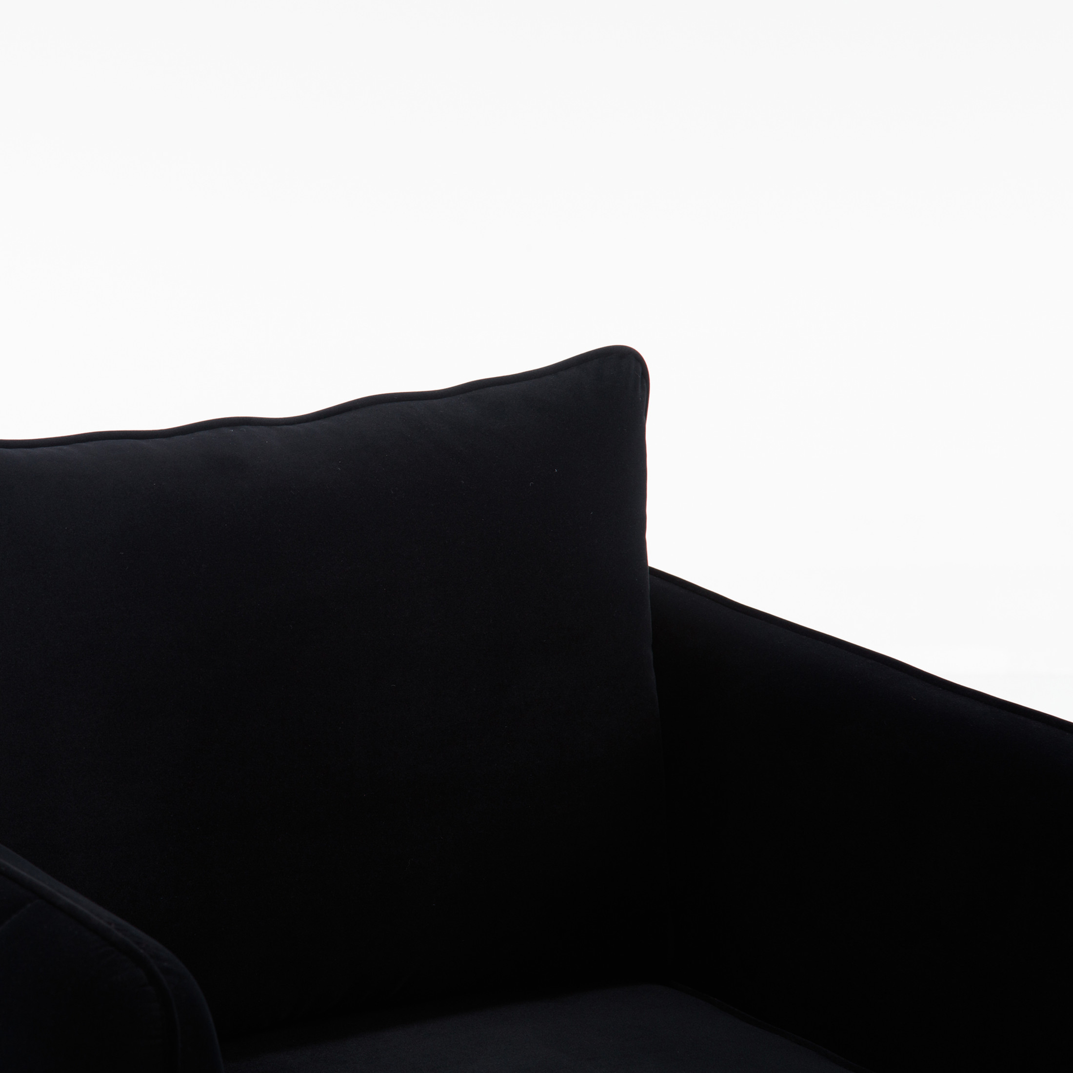 Noble House Mid-Century Modern Velvet Upholstered Accent Chair with Pillow, Metal Legs, Black