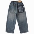 thumbnail image 6 of TOWED22 Boys Baggy Jeans Straight Wide Leg Casual Jeans Elastic Waist Loose Y2K Streetwear Vintage Denim Pants with Pockets(Blue,7-8 Y), 6 of 8