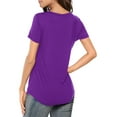 thumbnail image 3 of JYLFC Womens V Neck T-Shirts Short Sleeve Tops Casual Basic Shirts, Purple L, 3 of 6