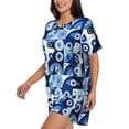 thumbnail image 2 of Haiem Evil Eye Pattern Pajama Set for Women 2 Piece Lounge Set Short Sleeve Tops and Shorts Soft Sleepwear-3X-Large, 2 of 7