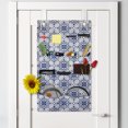 thumbnail image 2 of Moroccan Hanging Pocket Organizer, Floral Inspired Classical Oriental Damask Repeating Simplistic Print, Printed Polyester Storage Bag with Pockets, 21" x 31", Off White Dark Sky Blue, 2 of 2