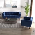 thumbnail image 5 of Kelvin Mid-Century Pillow Back Velvet Sofa and Lounge Chair Set in Blue, 5 of 5