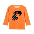 thumbnail image 4 of YUNAFFT T-shirt Décontracté Unisexe pour Enfants Orange Imprimé Créatif Manches 3/4 Col Rond Style Festif Ludique, 4 of 6