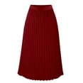thumbnail image 3 of DuoJiaJ Women's Midi Skirt Elastic High Waist Pleated Skirt Knee Length Swing A-Line Casual Flowy Skirts Red XL, 3 of 3