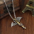thumbnail image 3 of Silvertone Flying Dragon Goldtone Sword Necklace Pendant Anti-Tarnish Resistant, J-397-D, 3 of 6
