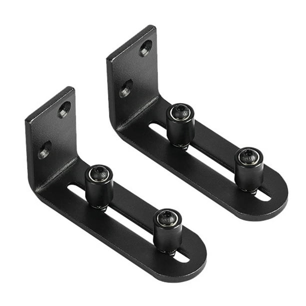 Sliding Barn Door Floor Guides Adjustable Stay Roller Hardware Kit, 2, ,Flat Bottom Black