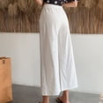 thumbnail image 6 of Outfmvch Summer Pants for Women Drawstring Elastic Waist Gaucho Pant Vintage Baggy Beach Trouserss Flowy Wide Leg Drawstring High Waist High Waisted Linen Pants Women Flowy Lounge White M-2XL, 6 of 6