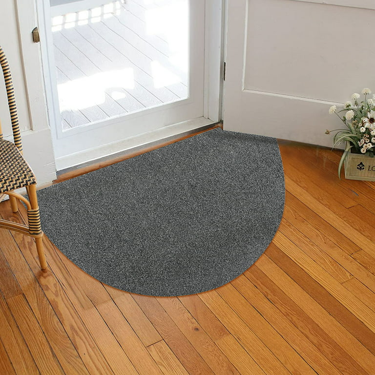 Sanmadrola Rubber Outdoor Doormat Heavy Duty Half Round with Non Slip  Rubber Backing Low Profile Indoor Welcome Entrance Way Door Mats 20''x 31''  Gray