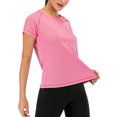thumbnail image 6 of LELINTA Light Blue+Pink Womens Lightweight T-Shirts Quick Dry Slim Fit Sports Tops Activewear Sports Top-2 Pack/ S-3XL, 6 of 7