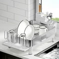 thumbnail image 6 of Dish Drying Rack, 304 Stainless Steel Dish Racks for Kitchen Counter, Dish Drainers with Automatic Drainage, Utensil Holder & Cups Holder, Space Saving Kitchen Organizer, White, 6 of 13
