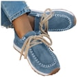 thumbnail image 1 of Pandaie Mocassins pour Femmes Confortables à Lacets Classiques Rétro Espadrilles Affaires Formelles Travail Marche Course Chaussures Décontractées Bleu 6.5, 1 of 8