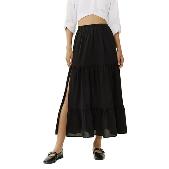 High Waist Maxi Skirt with Slit
