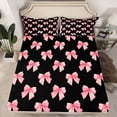 thumbnail image 2 of Homewish Cute Cartoon Ribbon Bed Sheets for Girl, Black Pink King Sheets, Princess Bow-tie Sheet Set, Super Cozy Room Decor, 4 Pieces, 2 of 7