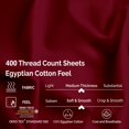 thumbnail image 2 of 400 Thread Count Egyptian Cotton Split King Sheet Set Solid  Burgundy, 2 of 5