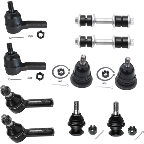 Detroit Axle - Front 10pc Suspension Kit for 2000-2004 Nissan Xterra, 4 Inner Outer Tie Rod Ends 4 Upper Lower Ball Joints 2 Sway Bar End Links 2001 2002 2003 Replacement
