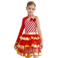 thumbnail image 4 of Haitryli Kids Girls Christmas Dance Dress Figure Skating Dress Candy Cane Striped Sequins Tiered Tutu Dress Red 6, 4 of 7