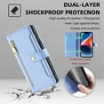 thumbnail image 5 of Leather for iPhone 16 6.1" Case with 6-Card Holder Zipper Bills Slot, Soft Sheepskin Shoulder Wrist Strap Wallet Case Women,Blue,For iPhone 16, 5 of 8