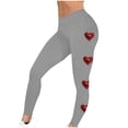thumbnail image 4 of lcziwo Women's Valentine Day Leggings Novelty Letter Graphic Print Tight Yoga Pants Casual Elastic High Waisted Tummy Control Sport Leggings Gray L, 4 of 7