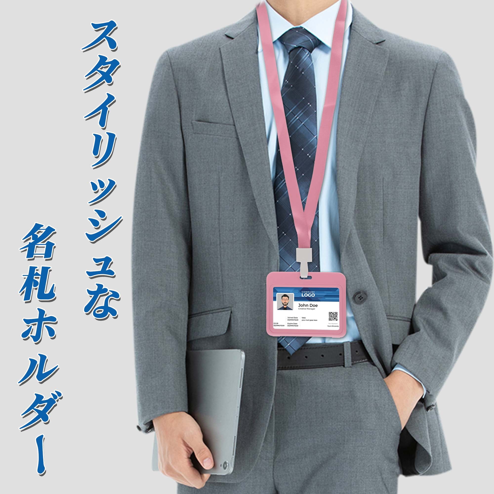 Unique Bargains Lanyards for ID Badges Leather Clear Card Holder with Lanyard Pink