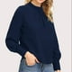 thumbnail image 3 of Camisa de mujer Pequeño cuello alto Agujero trasero Linterna Manga larga Gasa Suelta Mujer Jersey casual Azul oscuro M, 3 of 6