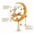 thumbnail image 3 of Enchanted Moonlight Tree Topper, Christmas Tree Topper Golden Crescent Glow, Dangling Snowflake Charm, Lighted Festive Ornament, Magical Holiday Centerpiece(Reindeer Moonlight), 3 of 6