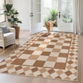 thumbnail image 2 of Hasoo Easy Jute Area Rug 5x7 Washable Rug for Living Room Bedroom Checkered Indoor Outdoor Geometric Carpet for Backyard, Yellow/Brown, 2 of 5