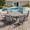Graywood Table-Gray Chairs, variant on VOXBIN Outdoor Patio Dining Set for 4 including 41 Inch Round Table with Umbrella Hole and Patio Swivel Chairs, Black Table and Blue Chairs