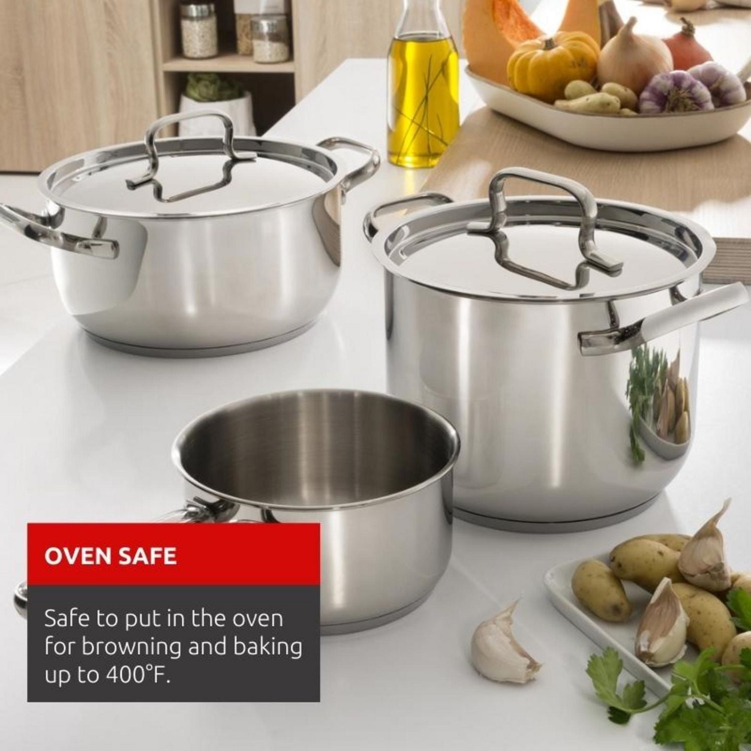 Lagostina Sfizioza Stainless Steel 13 piece Cookware Set, Induction Safe