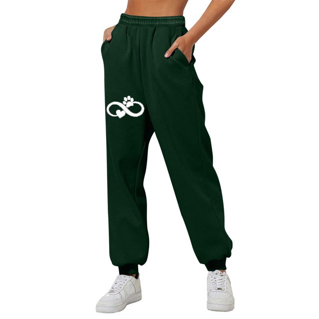 Pantalones deportivos Gibobby con forro polar para mujer pantalones anchos y rectos color Verde XL