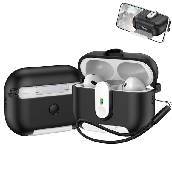 for AirPods Pro 2nd Generation 2022 Case Cover, Compatible with MagSafe, Magnetic Automatic Lock, Charging Port Dust-Proof & Stand Design, Full Drop Protection, for AirPods Pro 2 2022, Whiteblack