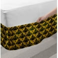 thumbnail image 2 of Yellow Damask Bed Skirt, Renaissance Pattern Inspired Wave Shaped Leaves, Elastic Bedskirt Dust Ruffle Wrap Around for Bedding Decor, 4 Sizes, Dark Green Yellow, by Ambesonne, 2 of 2