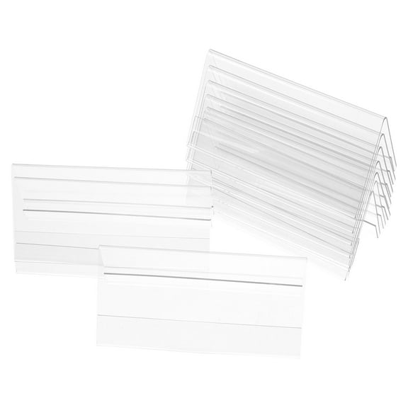 Masteelf 10pcs Desk Name Plate Holder Double Sided Display Sign Holder Name Tent Holders Plastic Business Desk Sign Holder Teacher Name Plate