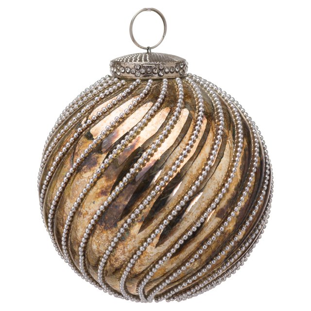 The Noel Collection - Bola de Navidad de Bruñido Diseño Remolino Navidad (Plateado, Bronce)