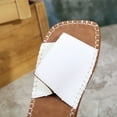 thumbnail image 5 of Xfvqtps Flat Sandals for Women Slide Open Square Toe Split Joint Leather Soft Sole Non Slip Breathable Beach Summer Slide Sandals White, 5 of 9
