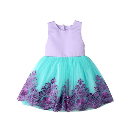 

EWODOS Little Girl’s Mesh Yarn Dress Summer Sweet Bow Back Children A-line Princess Dress