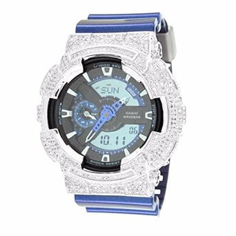 Custom Bezel - Real Custom G-Shock For Men GA110HT-2A Lab Created Cubic Zirconia Bezel Analog Watch Sale
