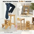 thumbnail image 6 of Gymax Multi-function 3 Tier Step Stool 3 in 1 Folding Ladder 24'' Storage Shelf Coffee, 6 of 10